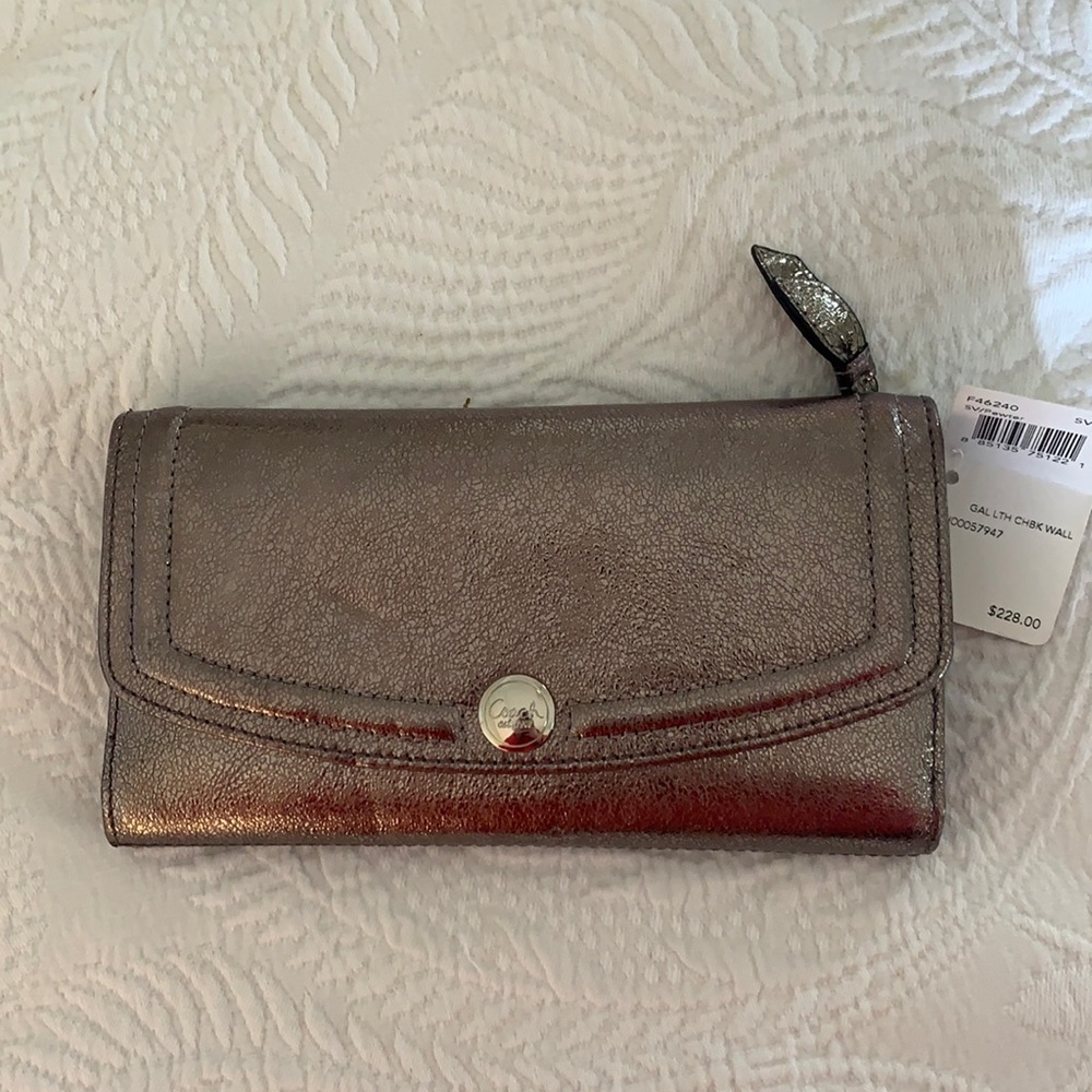 NWT Silver/Pewter Coach Wallet